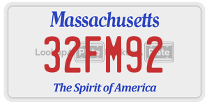32FM92  license plate in MA