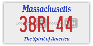 38RL44 license plate in Massachusetts