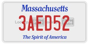 3AED52  license plate in MA