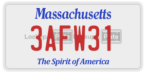 3AFW31 license plate in Massachusetts