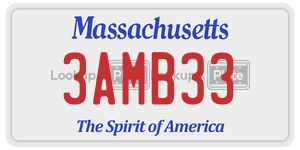 3AMB33 license plate in Massachusetts