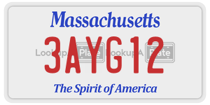 3AYG12 license plate in Massachusetts