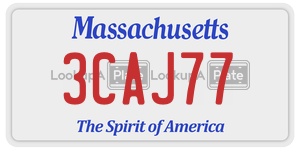 3CAJ77 license plate in Massachusetts