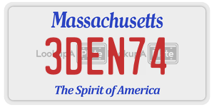 3DEN74 license plate in Massachusetts