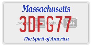 3DFG77 license plate in Massachusetts