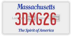 3DXG26 license plate in Massachusetts