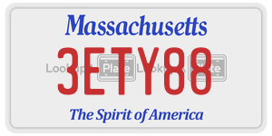 3ETY88 license plate in Massachusetts