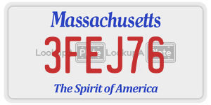 3FEJ76 license plate in Massachusetts