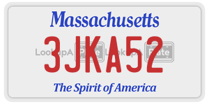 3JKA52 license plate in Massachusetts
