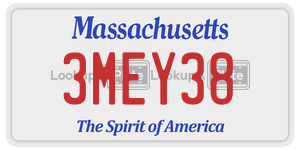 3MEY38 license plate in Massachusetts