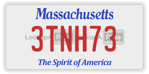 3TNH73 license plate in Massachusetts