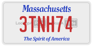 3TNH74 license plate in Massachusetts