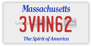 3VHN62  license plate in MA