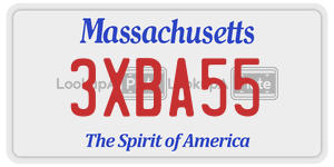3XBA55 license plate in Massachusetts