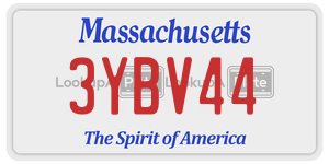 3YBV44 license plate in Massachusetts