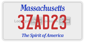 3ZAD23  license plate in MA