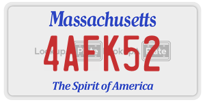 4AFK52  license plate in MA
