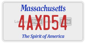 4AXD54 license plate in Massachusetts