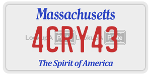 4CRY43  license plate in MA