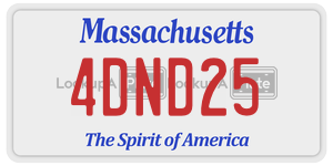4DND25 license plate in Massachusetts