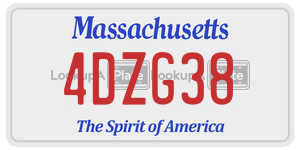 4DZG38  license plate in MA