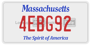 4EBG92 license plate in Massachusetts