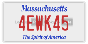 4EWK45  license plate in MA