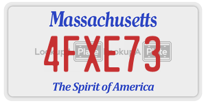 4FXE73 license plate in Massachusetts