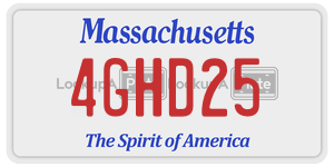 4GHD25 license plate in Massachusetts
