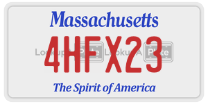 4HFX23 license plate in Massachusetts
