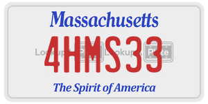 4HMS33 license plate in Massachusetts