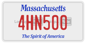 4HN500 license plate in Massachusetts