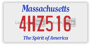 4HZ516  license plate in MA