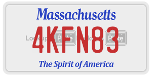 4KFN83  license plate in MA