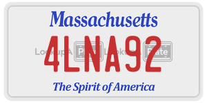 4LNA92 license plate in Massachusetts