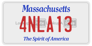 4NLA13  license plate in MA