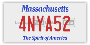 4NYA52 license plate in Massachusetts