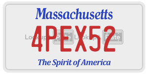4PEX52 license plate in Massachusetts