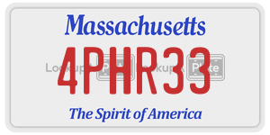 4PHR33 license plate in Massachusetts