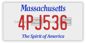 4PJ536 license plate in Massachusetts