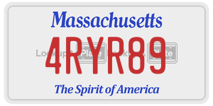 4RYR89 license plate in Massachusetts