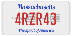 4RZR43  license plate in MA