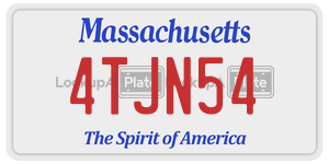 4TJN54  license plate in MA