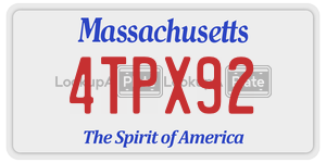 4TPX92 license plate in Massachusetts