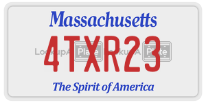 4TXR23 license plate in Massachusetts