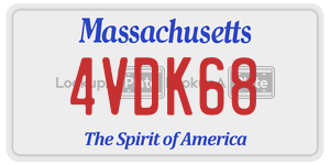 4VDK68 license plate in Massachusetts