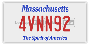 4VNN92 license plate in Massachusetts
