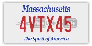4VTX45 license plate in Massachusetts
