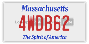 4WDB62 license plate in Massachusetts