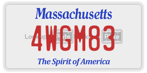 4WGM83 license plate in Massachusetts